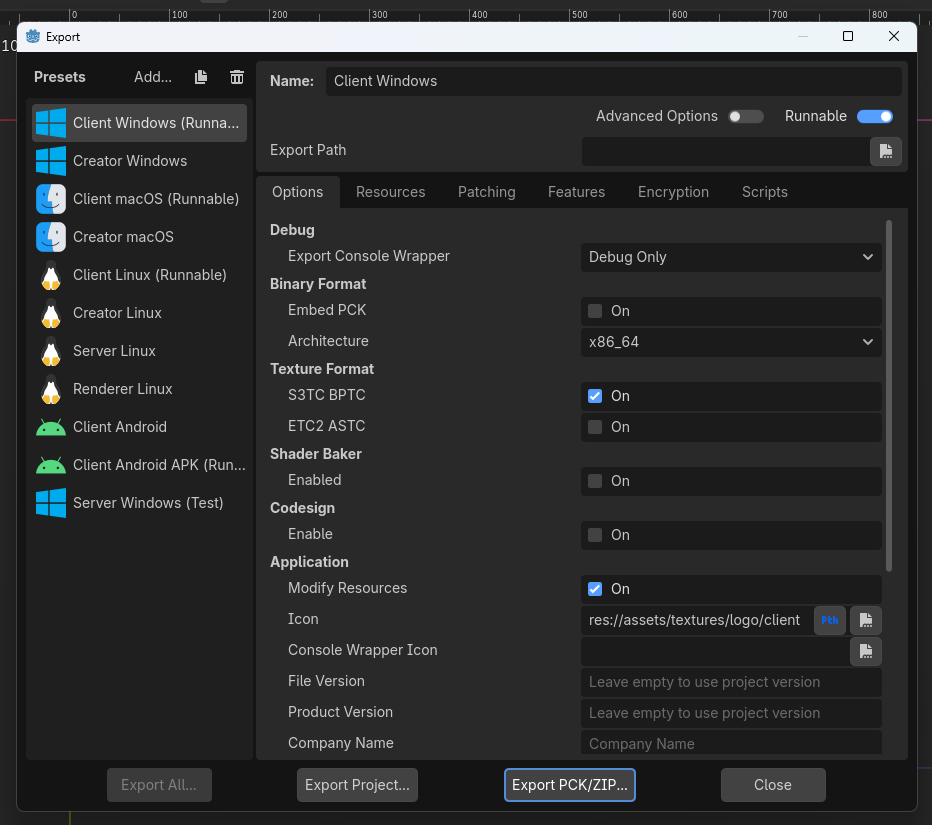 Export window
