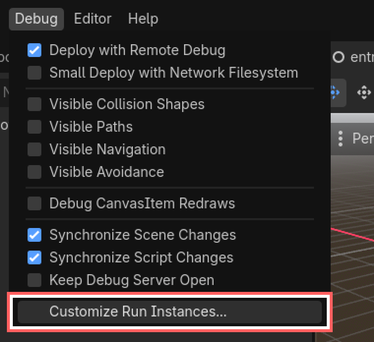 Debug > Customize Run Instances