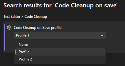 Code cleanup profile